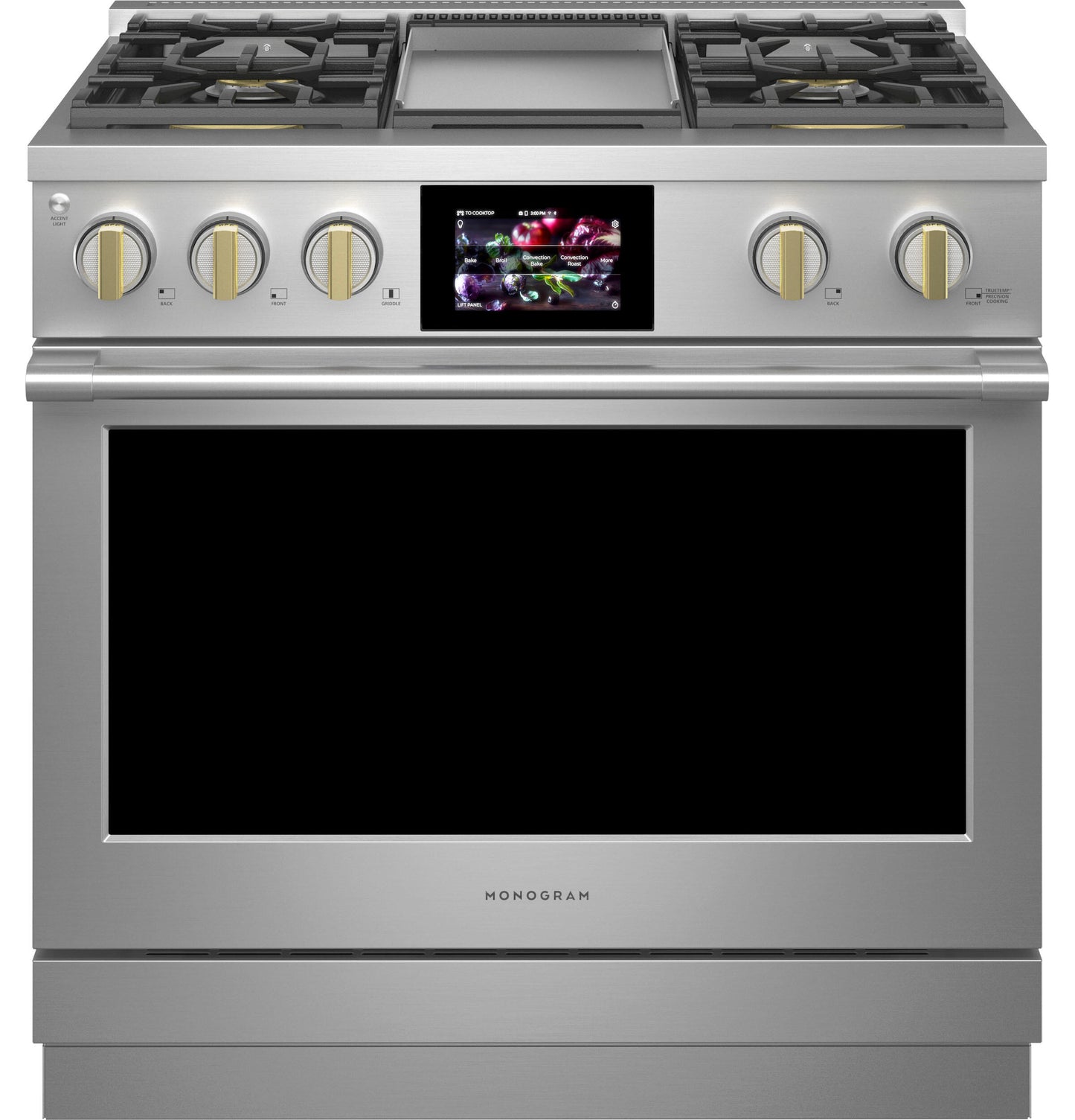 Monogram ZDP364NDTSS Monogram 36" Dual-Fuel Professional Range With 4 Burners And Griddle (Natural Gas)
