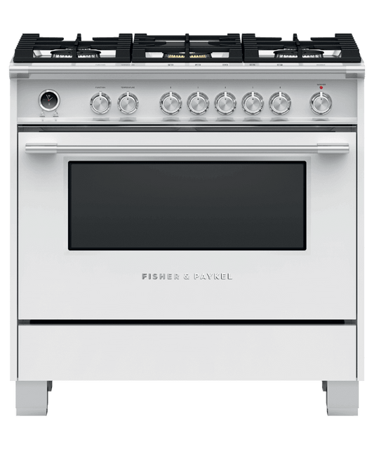Fisher & Paykel OR36SCG6W1 Dual Fuel Range, 36", 5 Burners, Self-Cleaning