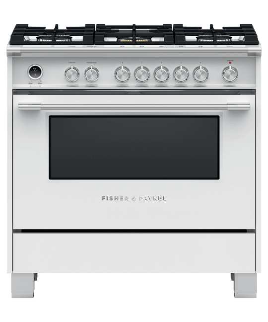 Fisher & Paykel OR36SCG6W1 Dual Fuel Range, 36", 5 Burners, Self-Cleaning