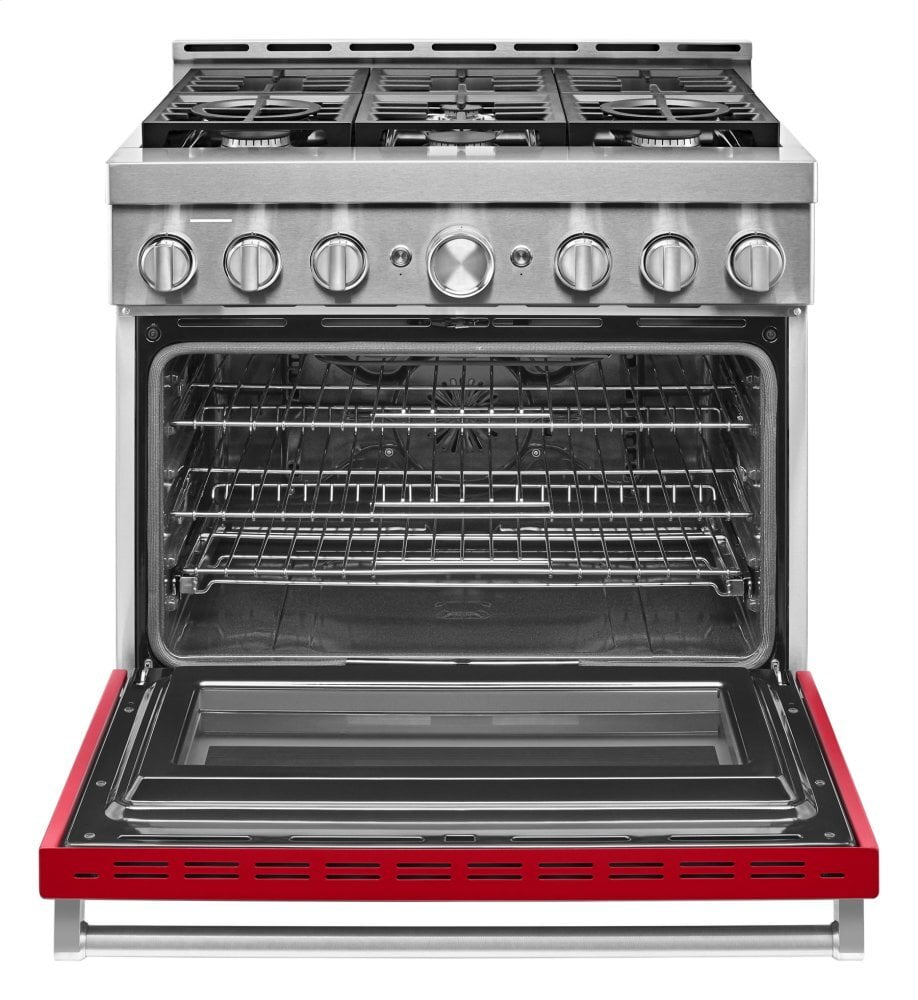 Kitchenaid KFGC506JPA Kitchenaid® 36'' Smart Commercial-Style Gas Range With 6 Burners - Passion Red