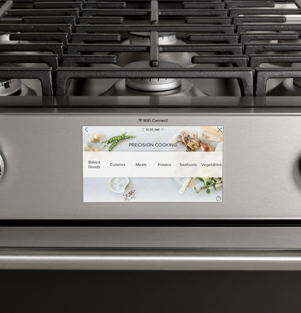 Cafe C2S950M2NS5 Café 30" Smart Slide-In, Front-Control, Dual-Fuel, Double-Oven Range With Convection In Platinum Glass