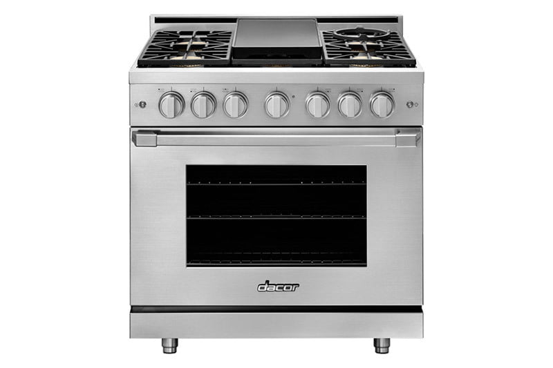 Dacor HGPR36SNG 36" Gas Pro Range, Silver Stainless Steel, Natural Gas