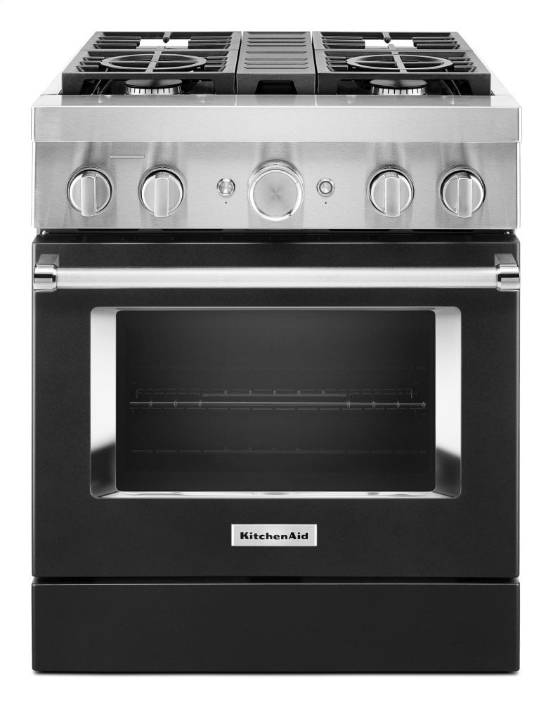 Kitchenaid KFDC500JBK Kitchenaid® 30'' Smart Commercial-Style Dual Fuel Range With 4 Burners - Imperial Black