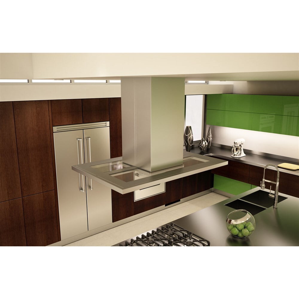 Zephyr ZMDM90AS 36" Modena Island Hood,715Cfm Blower,5 Speed Levels,Act,Dcbl Suppression