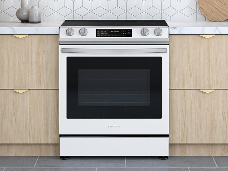 Samsung NE63BB861112AA Bespoke 6.3 Cu. Ft. Smart Rapid Heat Induction Slide-In Range With Air Fry & Convection+ In White Glass