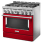 Kitchenaid KFGC506JPA Kitchenaid® 36'' Smart Commercial-Style Gas Range With 6 Burners - Passion Red