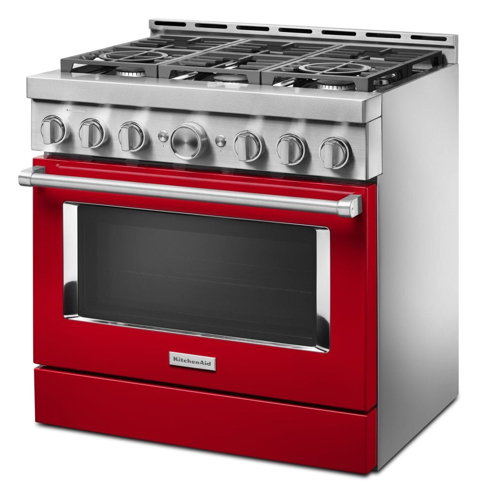 Kitchenaid KFGC506JPA Kitchenaid® 36'' Smart Commercial-Style Gas Range With 6 Burners - Passion Red