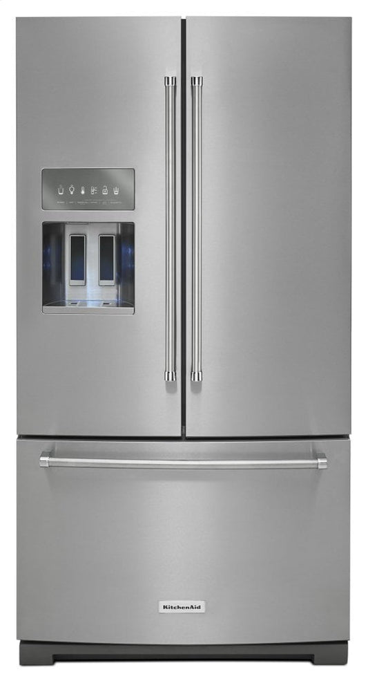 Kitchenaid KRFF507HPS 26.8 Cu. Ft. 36-Inch Width Standard Depth French Door Refrigerator With Exterior Ice And Water And Printshield™ Finish - Stainless Steel With Printshield™ Finish