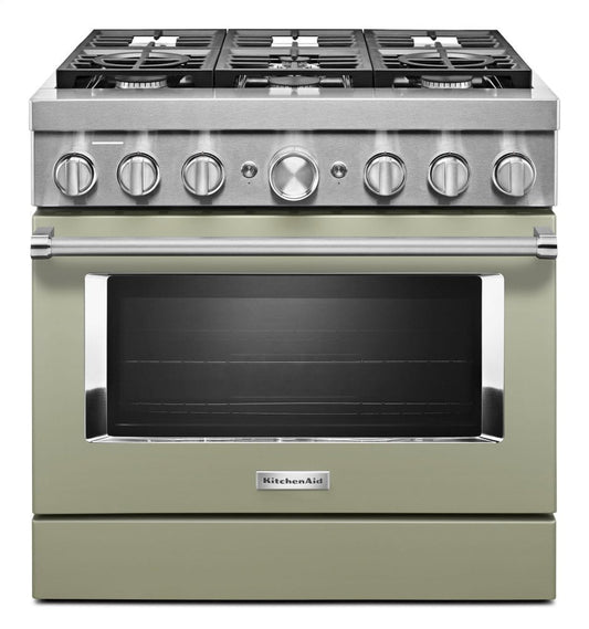 Kitchenaid KFDC506JAV Kitchenaid® 36'' Smart Commercial-Style Dual Fuel Range With 6 Burners - Avocado Cream