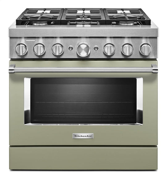 Kitchenaid KFDC506JAV Kitchenaid® 36'' Smart Commercial-Style Dual Fuel Range With 6 Burners - Avocado Cream