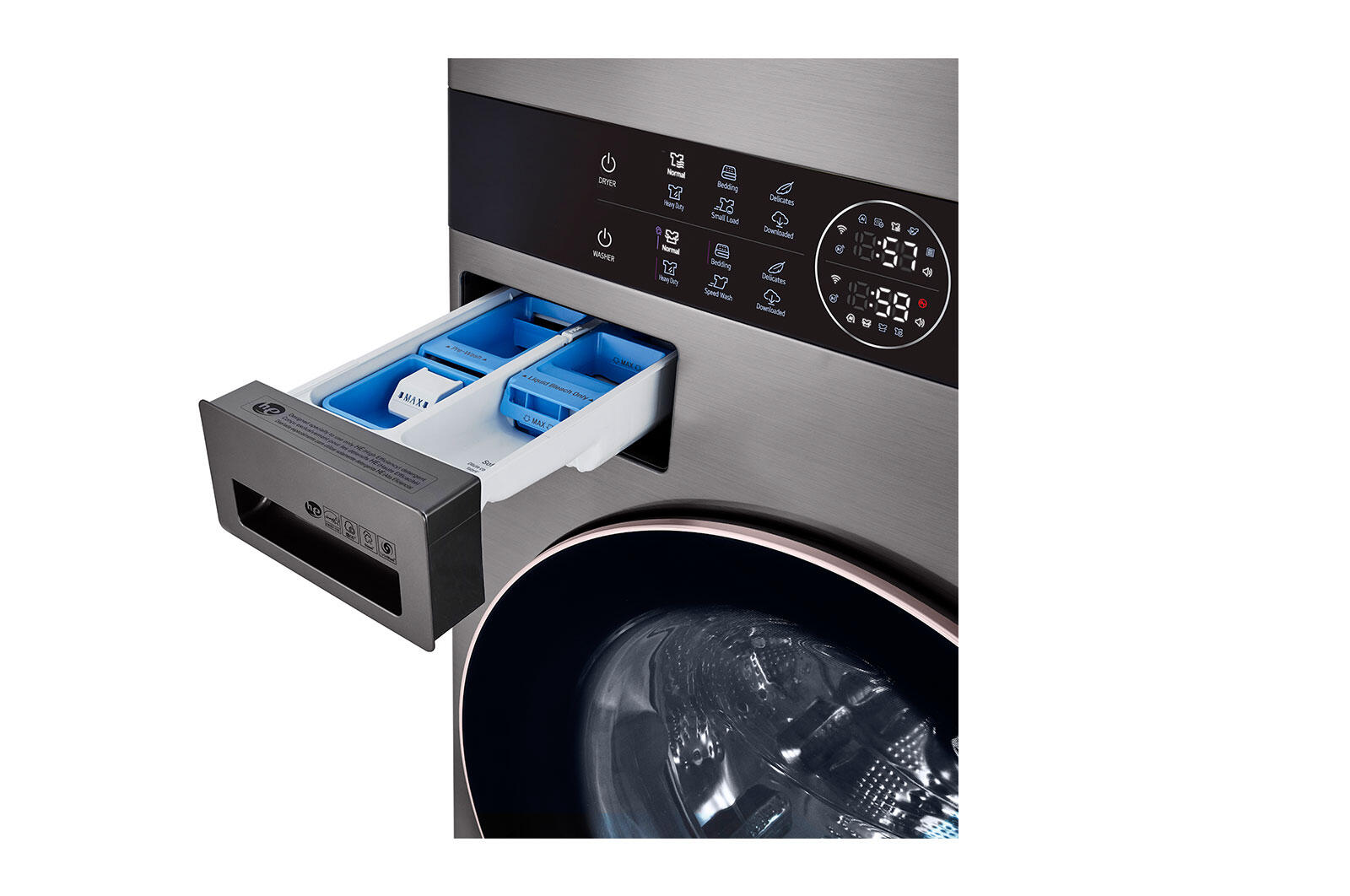 Lg WKE100HVA Single Unit Front Load Lg Washtower&#8482; With Center Control&#8482; 4.5 Cu. Ft. Washer And 7.4 Cu. Ft. Electric Dryer