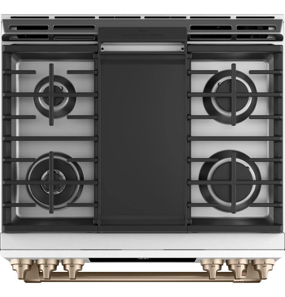 Cafe C2S900P4MW2 Café 30" Smart Slide-In, Front-Control, Dual-Fuel Range With Warming Drawer