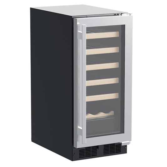 Marvel MLWC115SG01A 15-In Built-In Single Zone Wine Refrigerator With Wine Cradle With Door Style - Stainless Steel Frame Glass