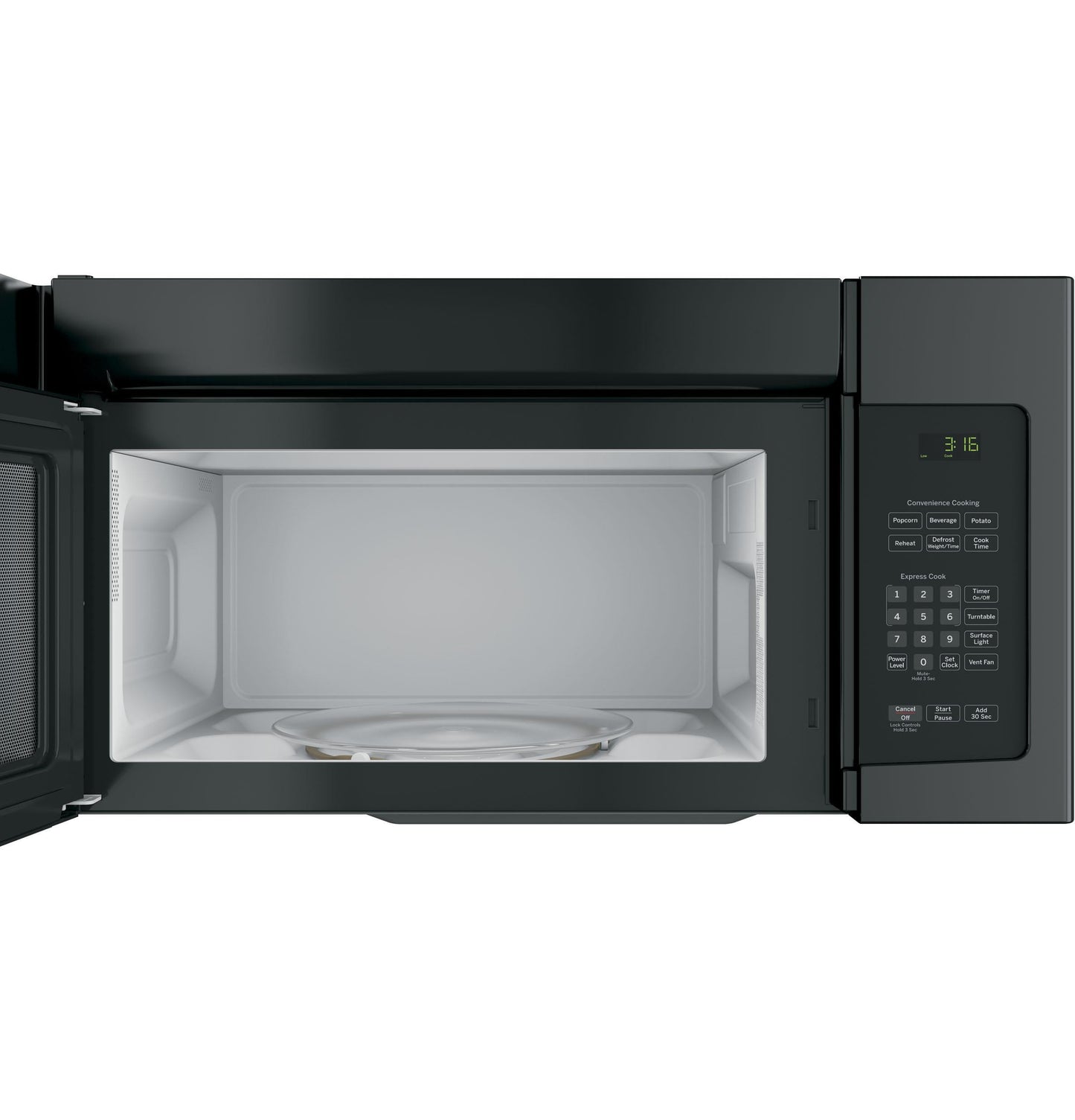 Ge Appliances JNM3163DJBB Ge® 1.6 Cu. Ft. Over-The-Range Microwave Oven With Recirculating Venting