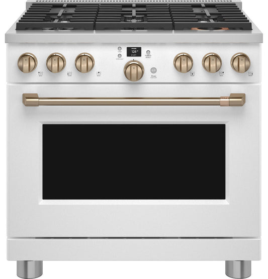 Cafe C2Y366P4TW2 Café™ 36" Smart Dual-Fuel Commercial-Style Range With 6 Burners (Natural Gas)