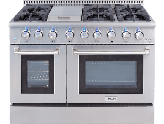 Thor Kitchen HRG4808ULP 48 Inch 6 Burner Professional Gas Range (Video Demo) - Liquid Propane