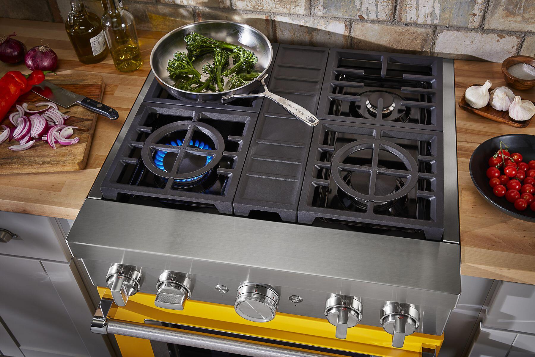 Kitchenaid KFDC500JYP Kitchenaid® 30'' Smart Commercial-Style Dual Fuel Range With 4 Burners - Yellow Pepper