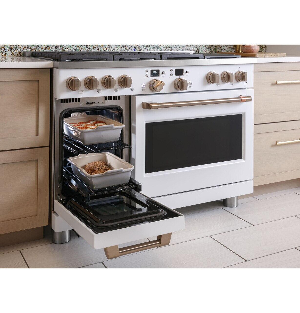 Cafe C2Y486P2TS1 Café&#8482; 48" Smart Dual-Fuel Commercial-Style Range With 6 Burners And Griddle (Natural Gas)