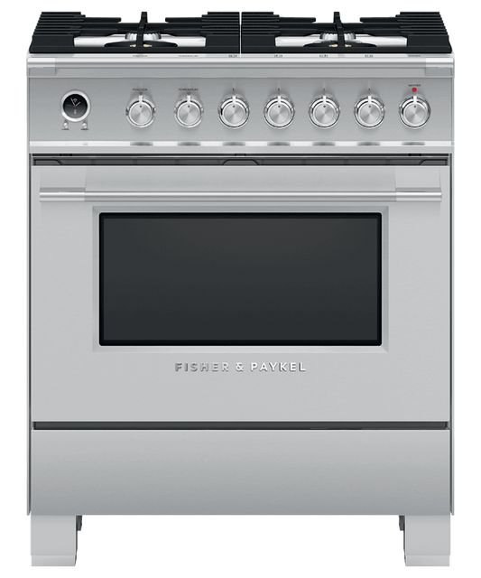 Fisher & Paykel OR30SCG6X1 Dual Fuel Range, 30", 4 Burners, Self-Cleaning