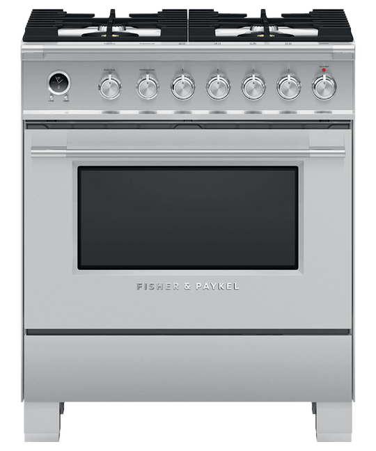 Fisher & Paykel OR30SCG6X1 Dual Fuel Range, 30", 4 Burners, Self-Cleaning