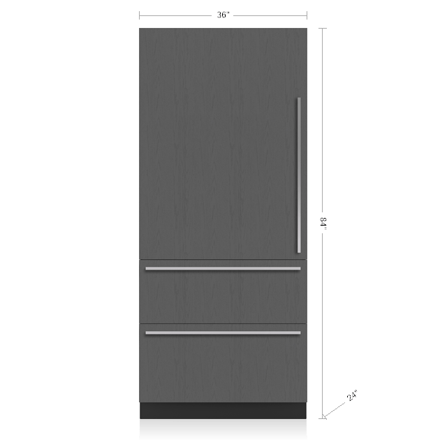 Sub-Zero DET3650CIIDL 36" Designer Over-And-Under Refrigerator/Freezer With Ice Maker And Internal Dispenser - Panel Ready