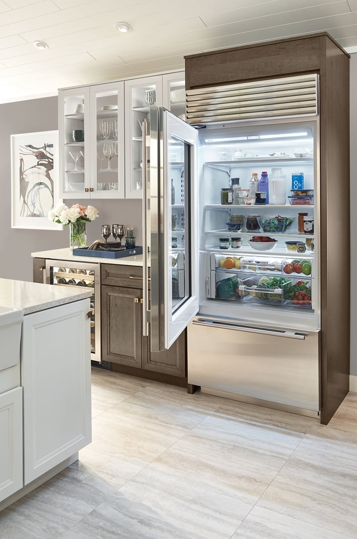 Sub-Zero BI36UGORH 36" Classic Over-And-Under Refrigerator/Freezer With Glass Door - Panel Ready