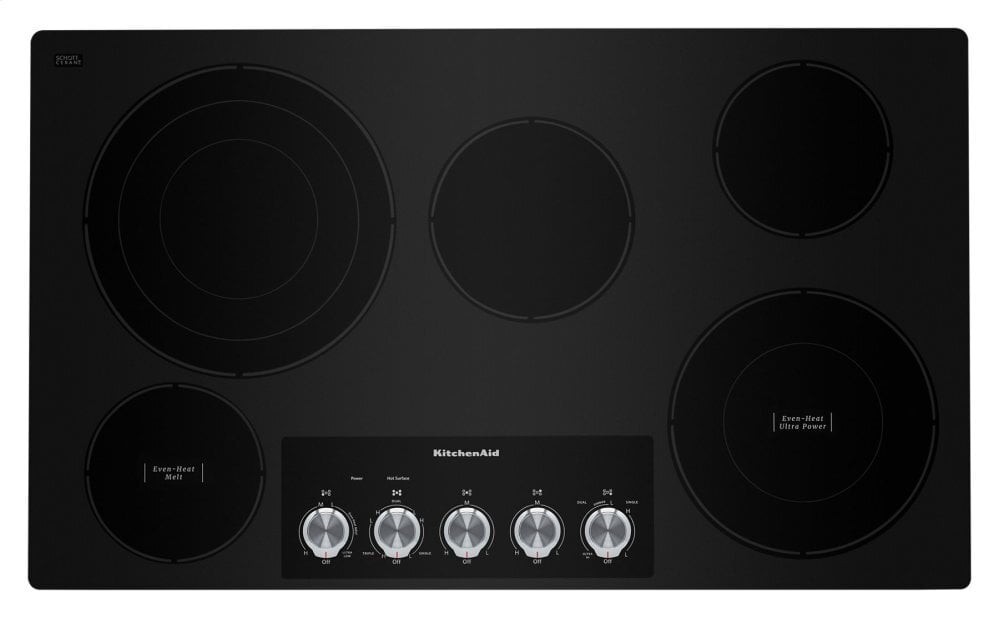 Kitchenaid KCES556HBL 36" Electric Cooktop With 5 Elements And Knob Controls - Black