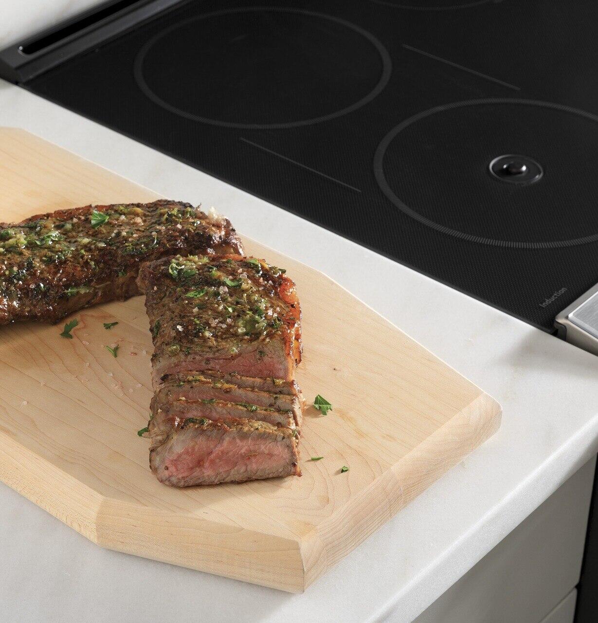 Cafe CHS90XM2NS5 Café 30" Smart Slide-In, Front-Control, Induction And Convection Range With In-Oven Camera In Platinum Glass