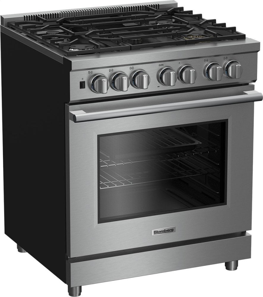 Blomberg Appliances BGRP34520SS 30" Pro Gas Stainless Range With 5.7 Cu Ft Self Clean Oven, 5 Burner, Track Light