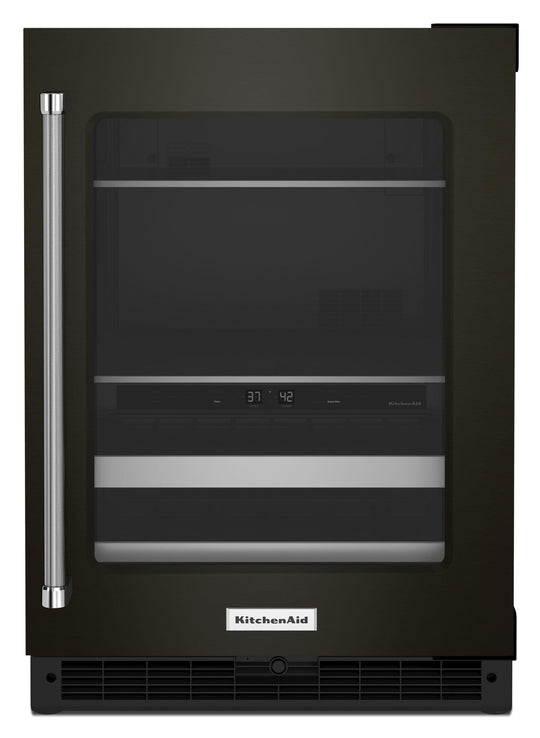 Kitchenaid KUBR314KBS 24" Beverage Center With Glass Door And Metal-Front Racks - Black Stainless