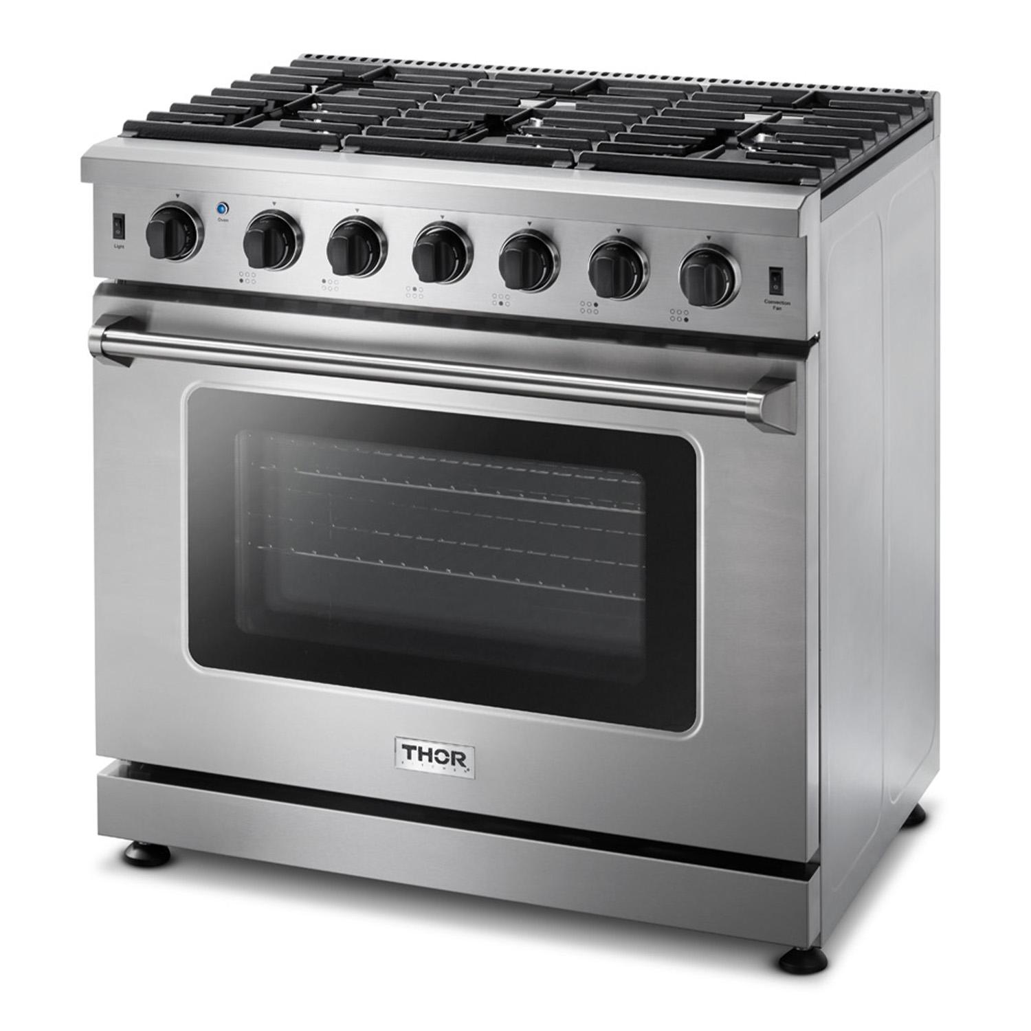 Thor Kitchen LRG3601ULP 36 Inch Gas Range In Stainless Steel - Liquid Propane