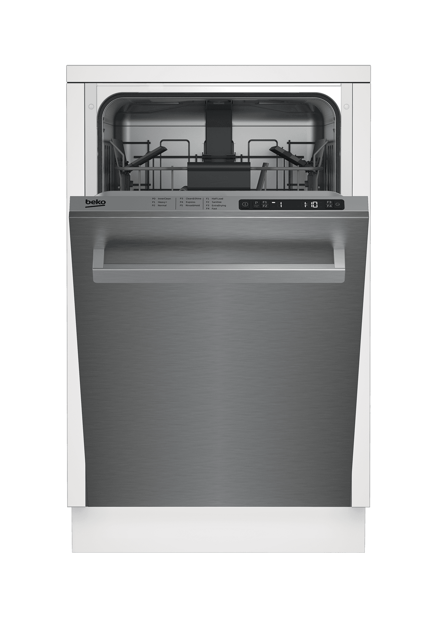 Beko DDS25842X Slim Size Stainless Dishwasher, 8 Place Settings, 48 Dba, Top Control