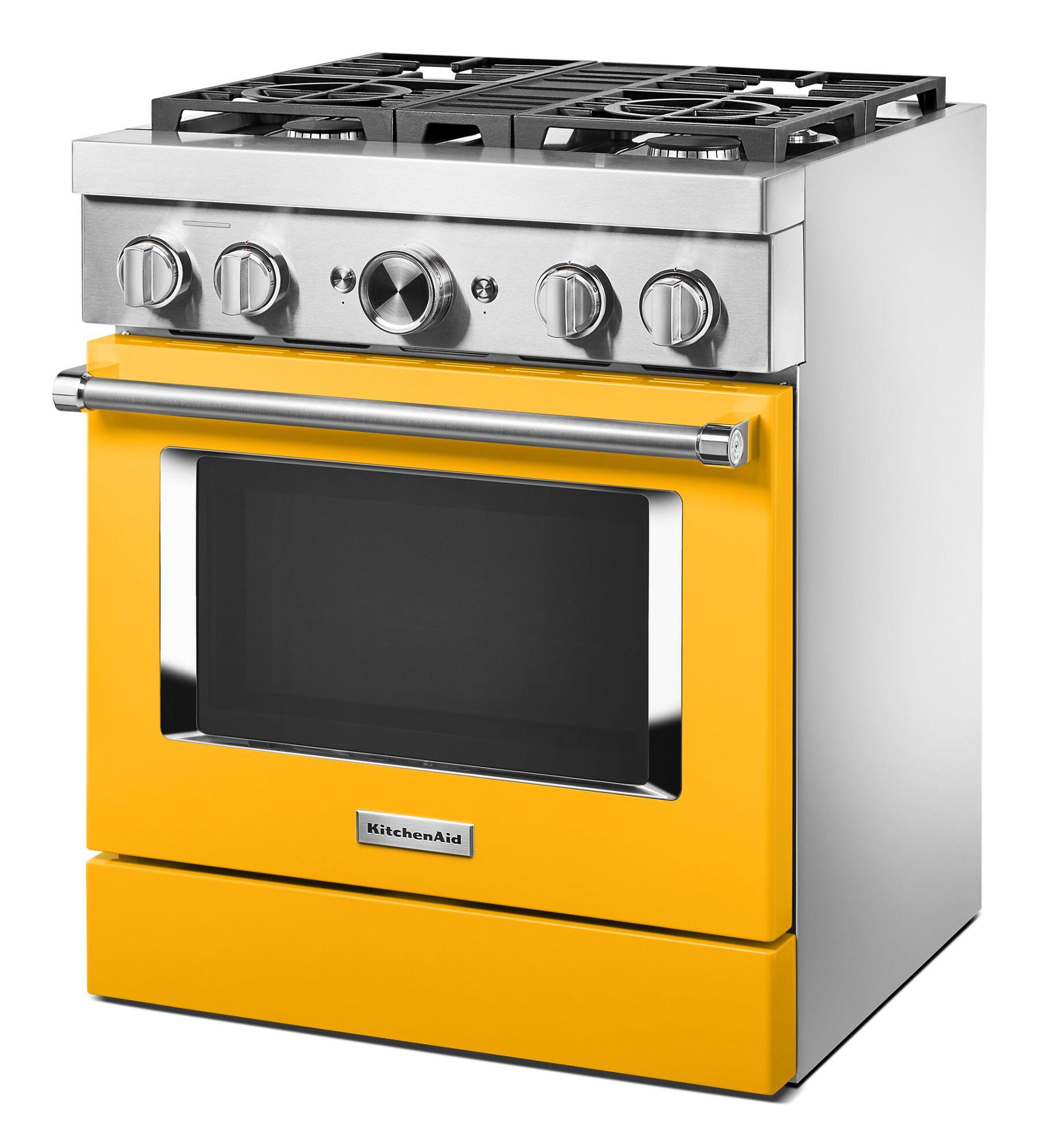 Kitchenaid KFDC500JYP Kitchenaid® 30'' Smart Commercial-Style Dual Fuel Range With 4 Burners - Yellow Pepper