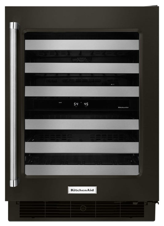 Kitchenaid KUWR304EBS 24" Stainless Steel Wine Cellar With Metal-Front Racks - Black Stainless Steel With Printshield™ Finish
