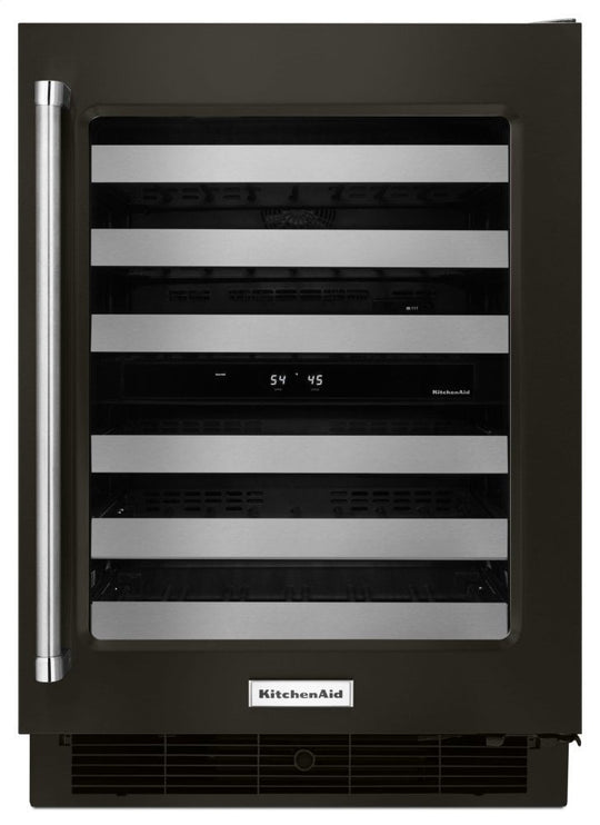 Kitchenaid KUWR304EBS 24" Stainless Steel Wine Cellar With Metal-Front Racks - Black Stainless Steel With Printshield™ Finish