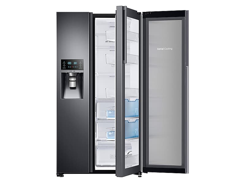 Samsung RH22H9010SG 22 Cu. Ft. Food Showcase Counter Depth Side-By-Side Refrigerator With Metal Cooling In Black Stainless Steel