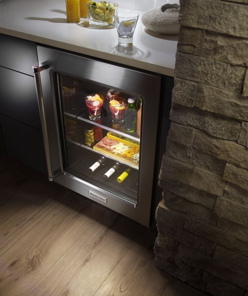 Kitchenaid KURR304ESS 24" Undercounter Refrigerator With Glass Door And Metal Trim Shelves - Stainless Steel