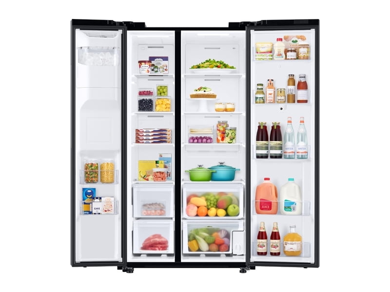 Samsung RS27T5561SG 26.7 Cu. Ft. Large Capacity Side-By-Side Refrigerator With Touch Screen Family Hub&#8482; In Black Stainless Steel