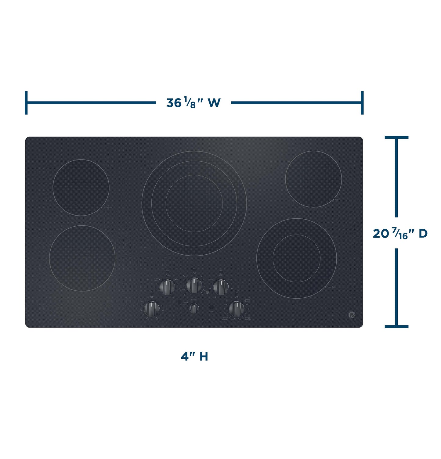 Ge Appliances JEP5036DTBB Ge® 36" Built-In Knob Control Electric Cooktop