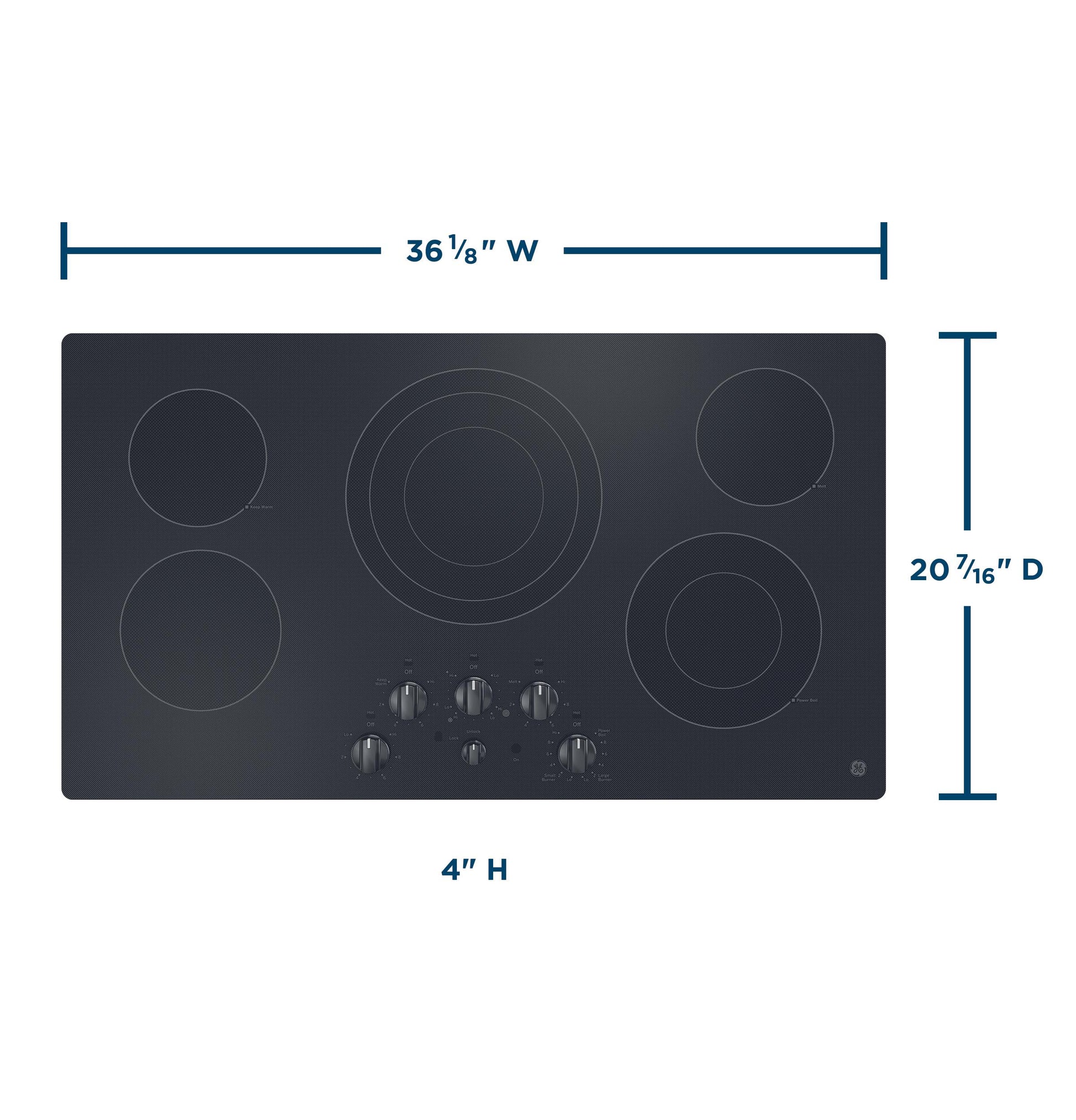 Ge Appliances JEP5036DTBB Ge® 36" Built-In Knob Control Electric Cooktop