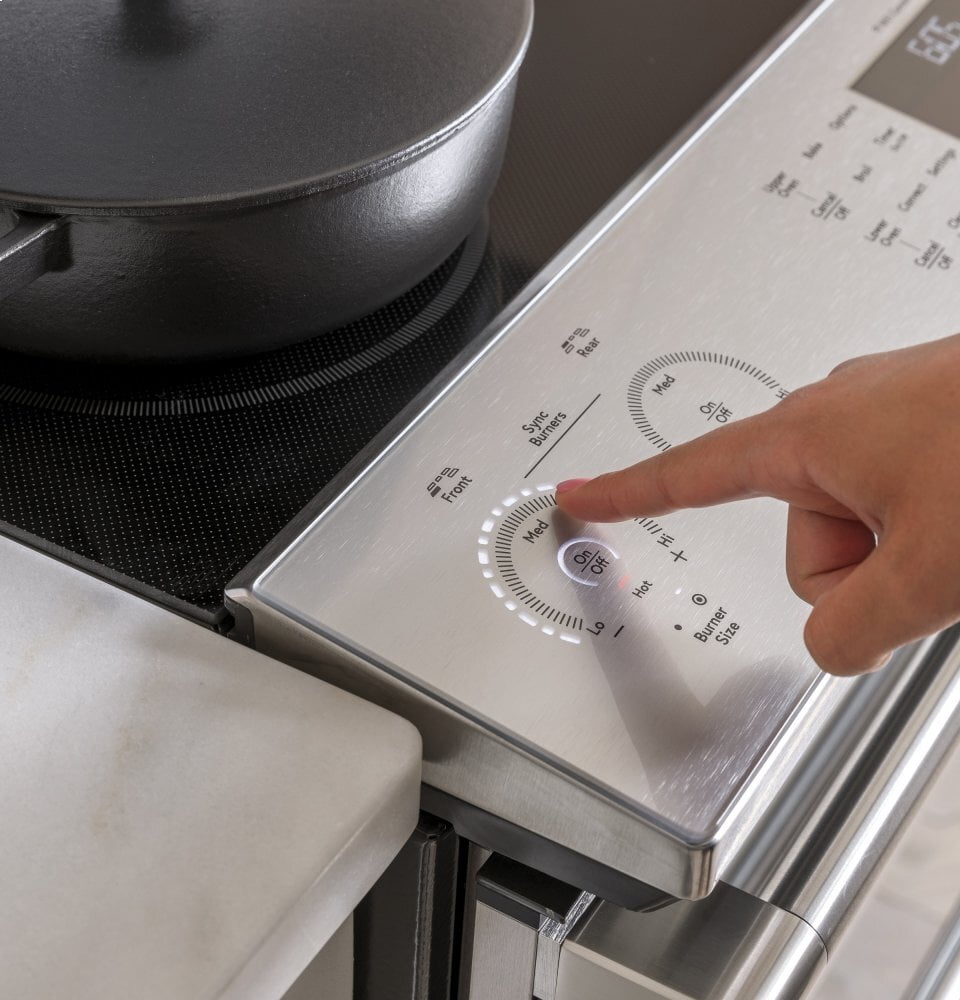 Cafe CES700M2NS5 Café 30" Smart Slide-In, Front-Control, Radiant And Convection Range In Platinum Glass