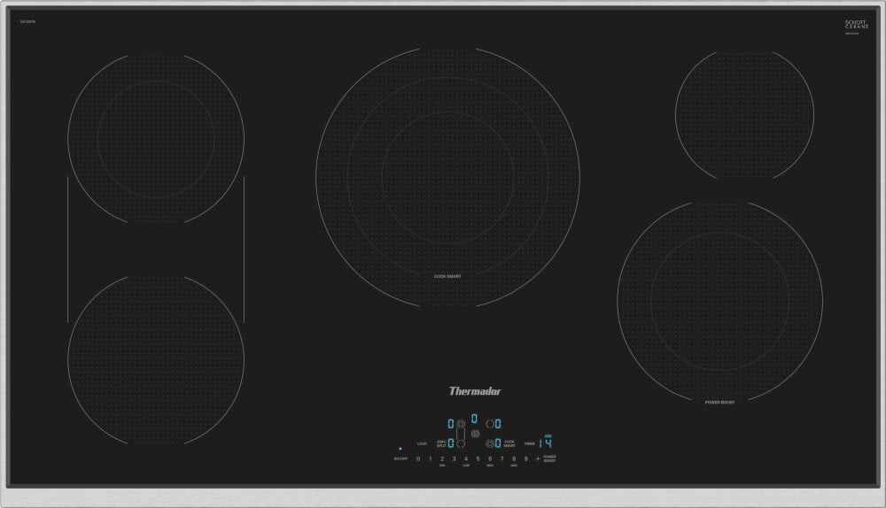 Thermador CET366TB 36-Inch Masterpiece® Touch Control Electric Cooktop, Black, Framed