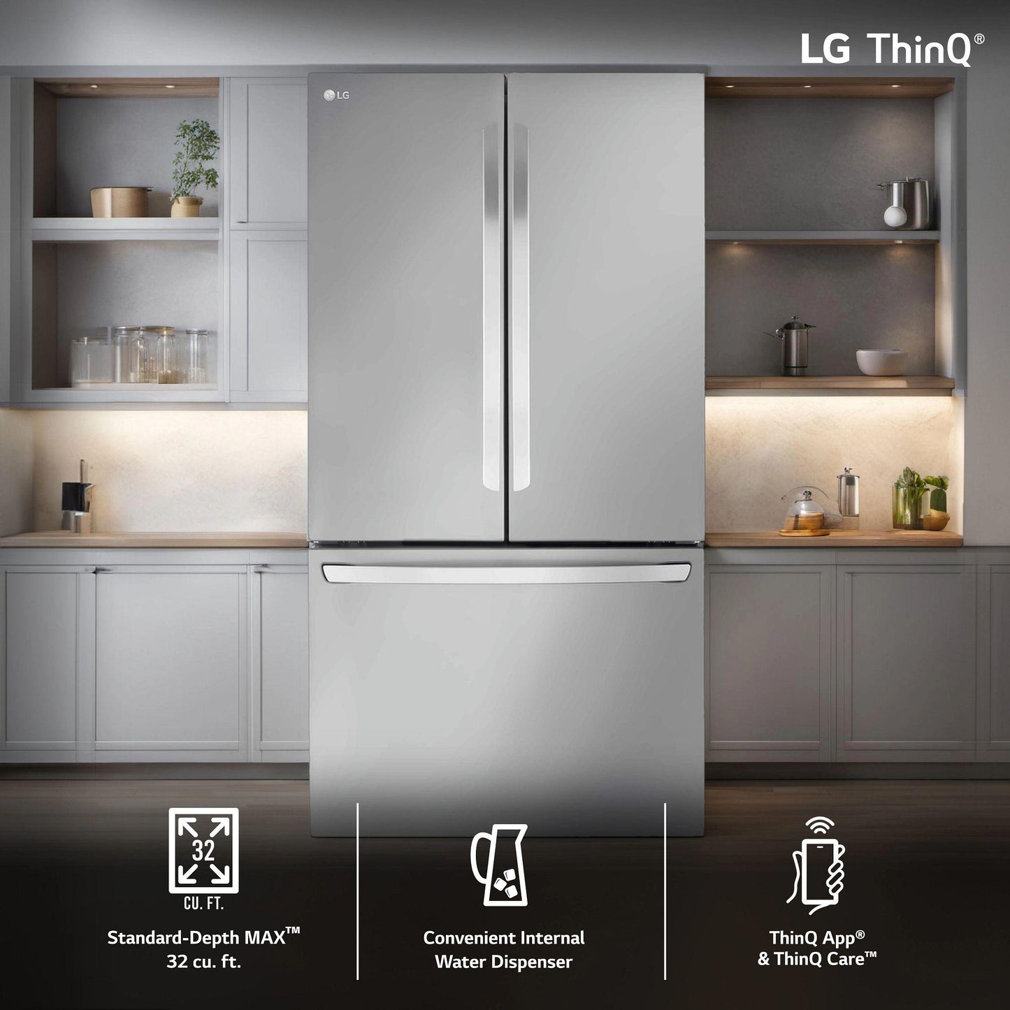 Lg LRFLS3206S 32 Cu. Ft. Smart Standard-Depth Max ™ French Door Refrigerator