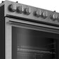 Blomberg Appliances BDF30522SS 30In Dual Fuel 5 Burner Range With 5.7 Cu Ft Self Clean Oven, Slide-In Style