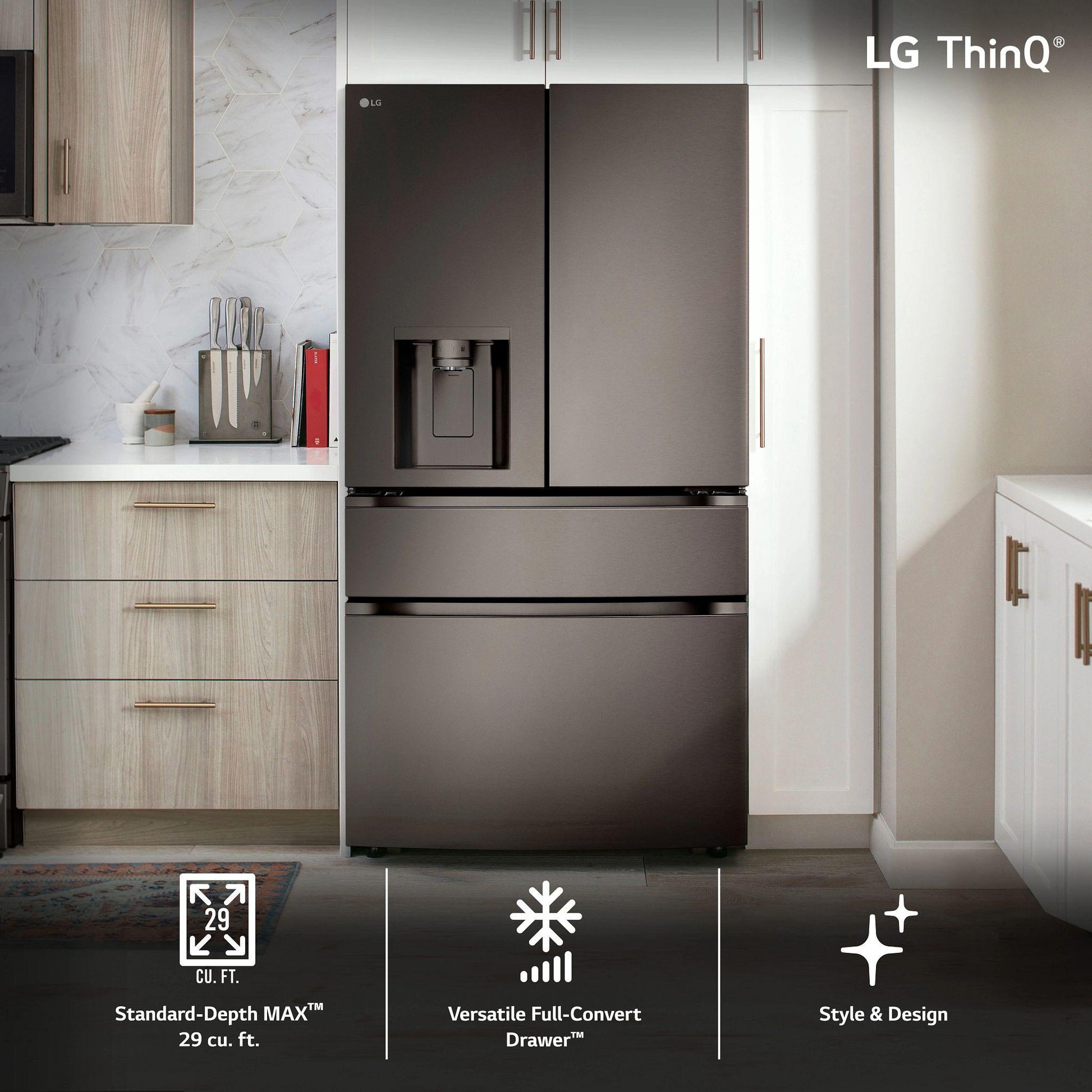 Lg LF29S8330D 29 Cu. Ft. Smart Standard-Depth Max™ 4-Door French Door Refrigerator With Full-Convert Drawer™