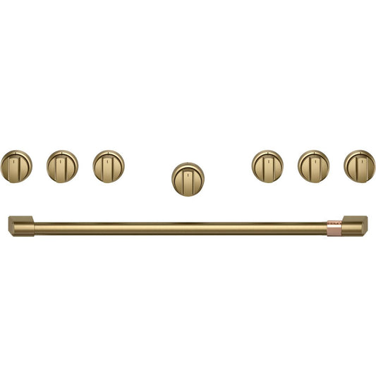 Cafe CXPR6HKPTCG Café™ 36" Brushed Brass Handle & Knob Set For Pro Range And Rangetop