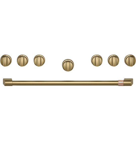 Cafe CXPR6HKPTCG Café™ 36" Brushed Brass Handle & Knob Set For Pro Range And Rangetop