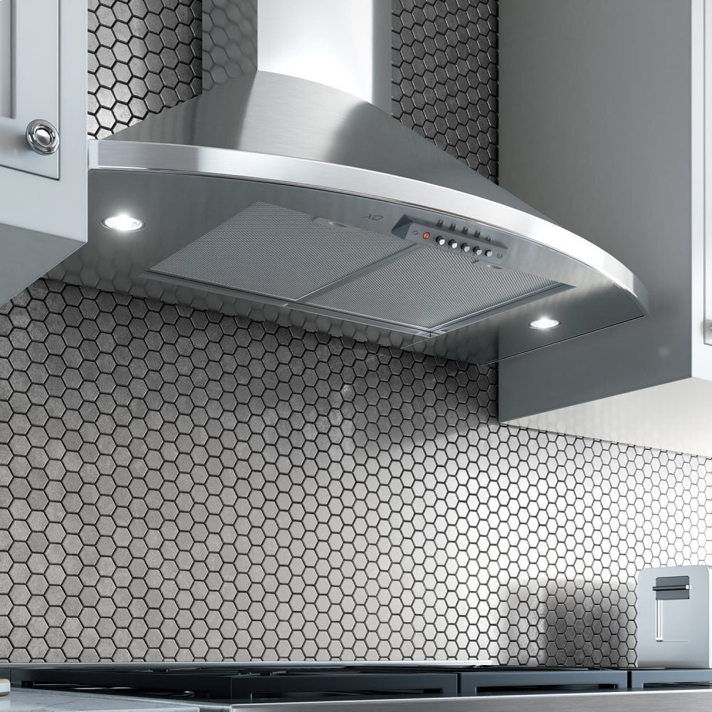 Xo Appliance XOS36S 600 Cfm 36" Italian Made Curving Front Wall Mount Range Hood Stainless