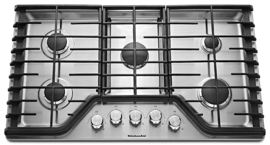 Kitchenaid KCGS356ESS 36" 5-Burner Gas Cooktop - Stainless Steel
