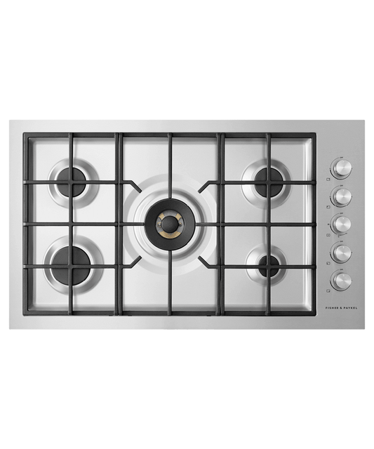Fisher & Paykel CG365DNGRX2N Gas On Steel Cooktop, 36", Flush Fit